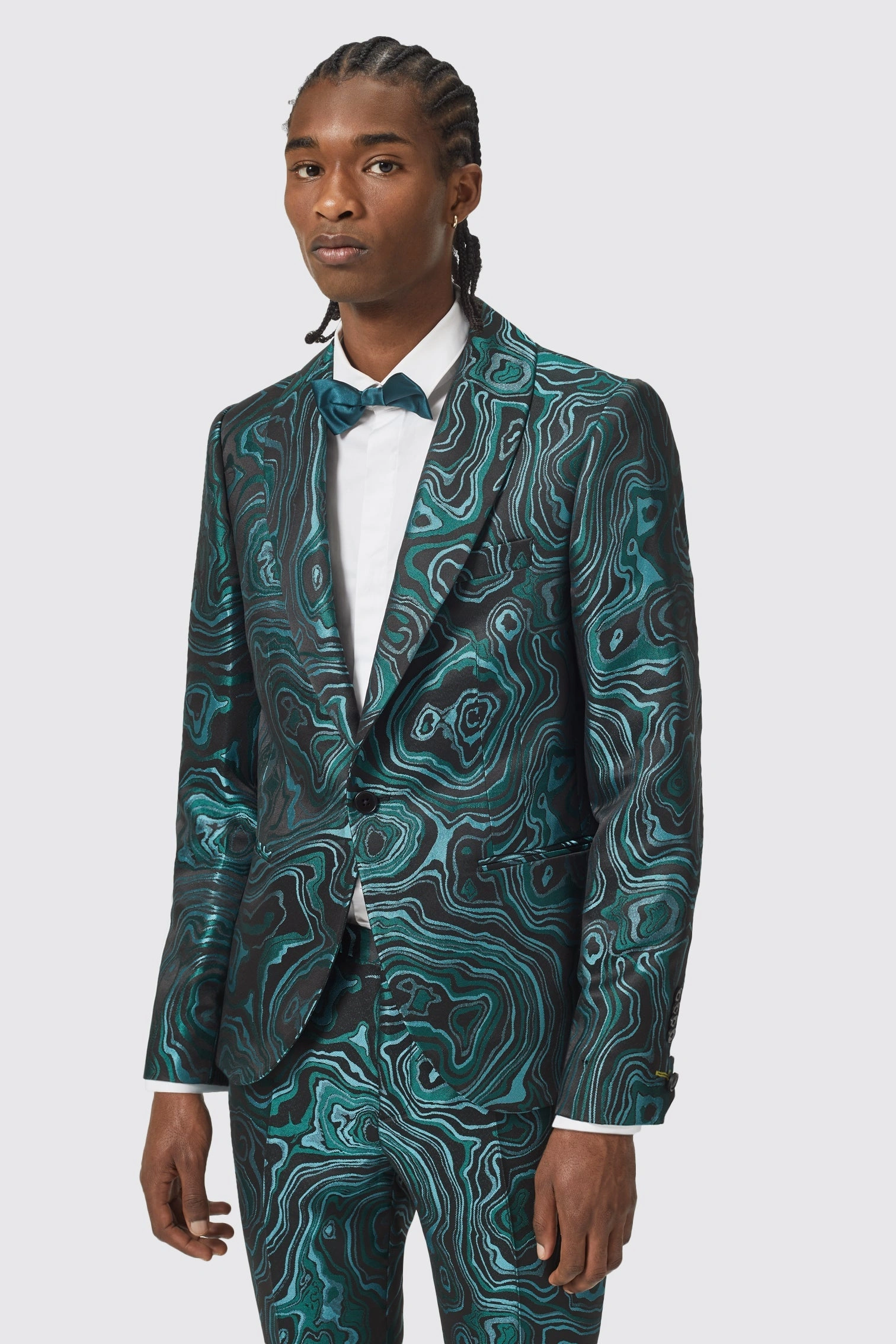 Costume Adichie Vert Jacquard Slim : Élégance Audacieuse, Tissu Luxueux, Coupe Parfaite.