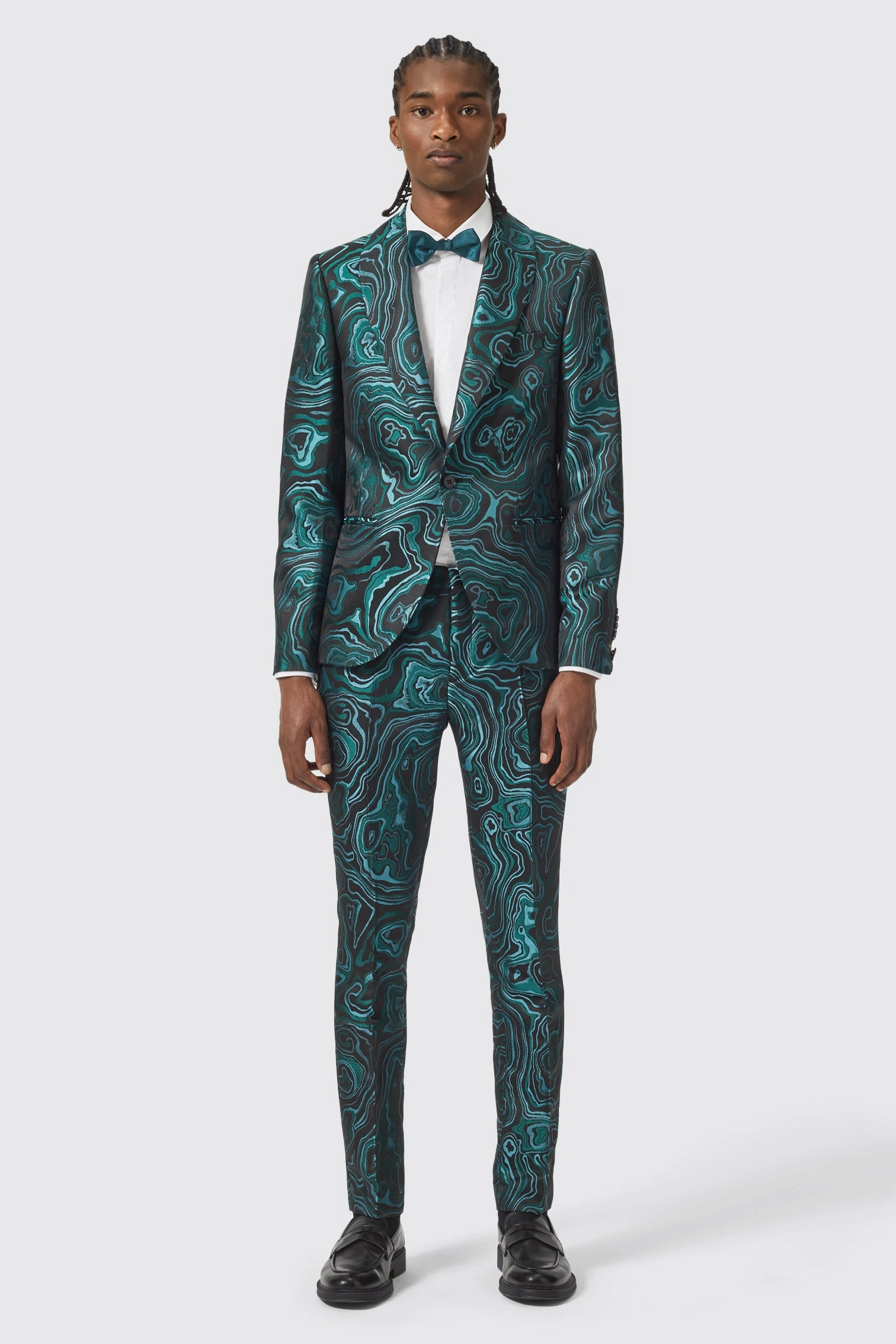 Veste Adichie verte jacquard, coupe slim, un éclat subtil pour votre élégance.